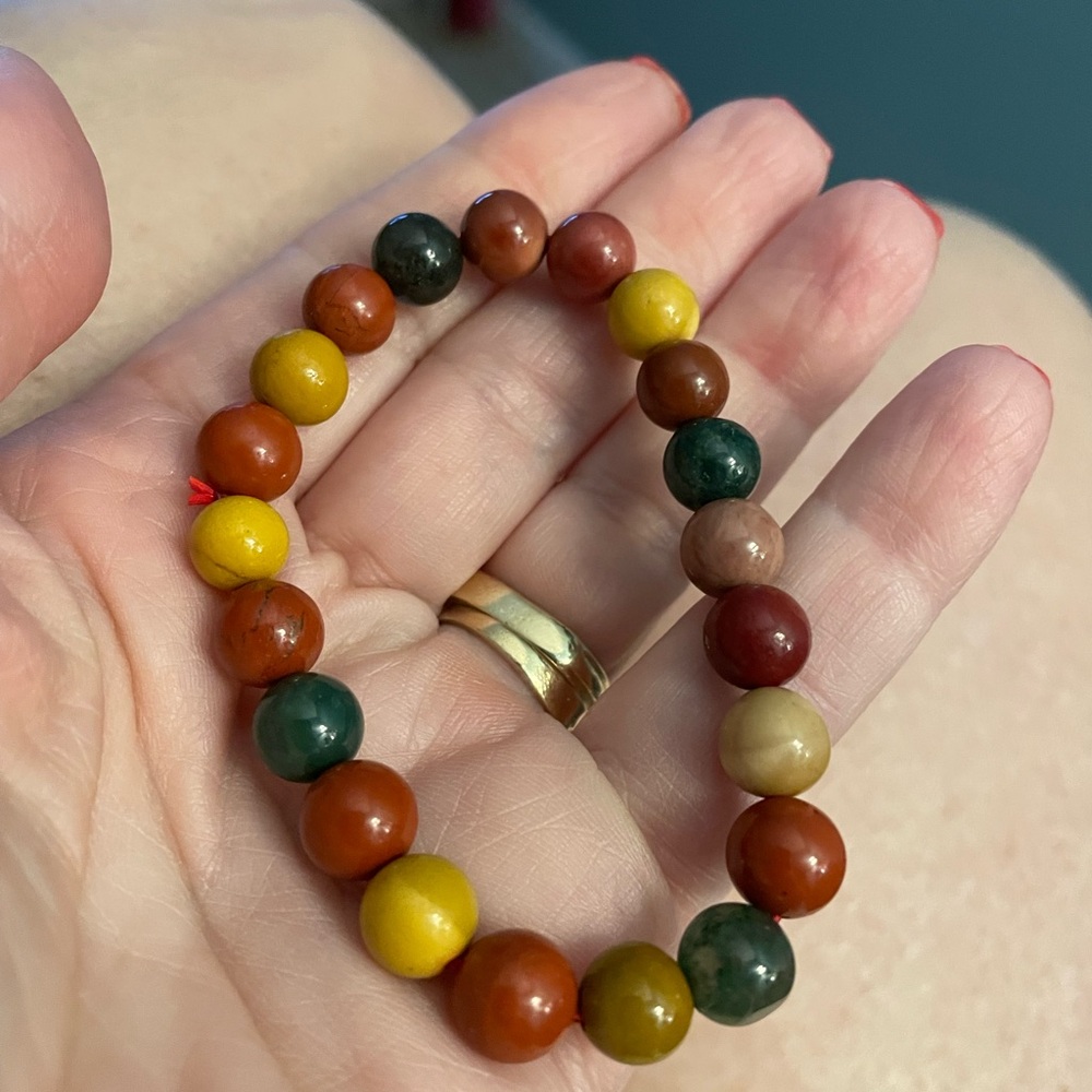 CRYSTAL Moss Agate Beaded Bracelet and Mookaite Jasper GENUINE Bracelets. NWOT
